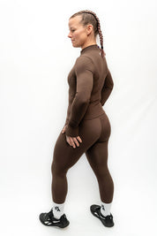 PEACHY CROP ZIP BROWN