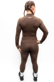 PEACHY CROP ZIP BROWN