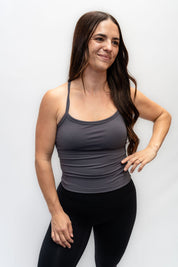 CORE CROP SINGLET BRA GREY