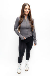 PEACHY CROP ZIP GREY
